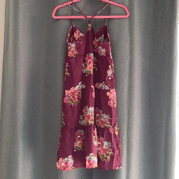 💥 American Eagle Outfitters purple gauze halter babydoll tiered dress Sz2 - Picture 5 of 16